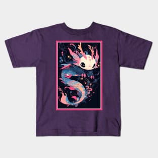 Cute Axolotl Anime Art Design | Cute Animals | Axolotl Hentaii Chibi Kawaii Design Kids T-Shirt